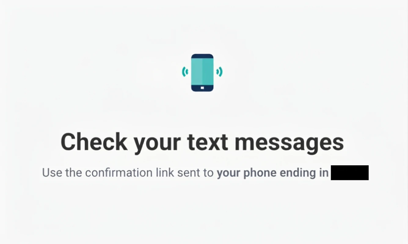 Experian screen asking you to check your text messages